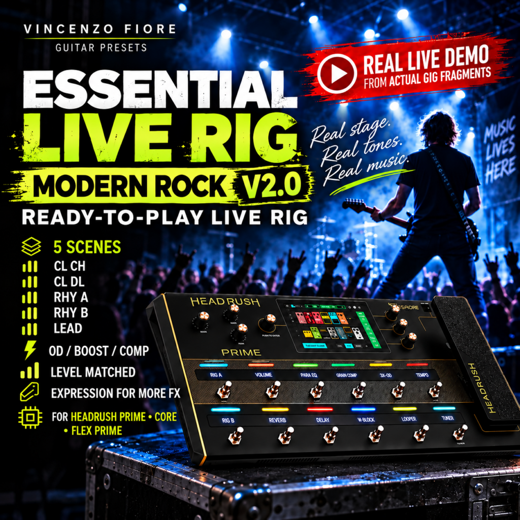 HeadRush Essential Live Rig Modern Rock 2.0 – 5 live guitar tones for Prime, Core and Flex Prime
